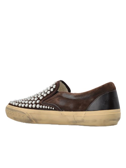 vce suede upper with studs shiny leather spur Golden Goose | GMF00306.F008763.55381DARK BROWN